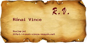 Rónai Vince névjegykártya